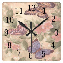 Butterfly Square Clock
