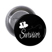 Butterfly Survivor Ribbon Lung Cancer Buttons
