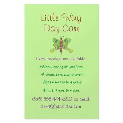 Butterfly theme child care flyer by KarateKatGraphics