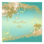 Butterfly theme gold teal elegant custom invite