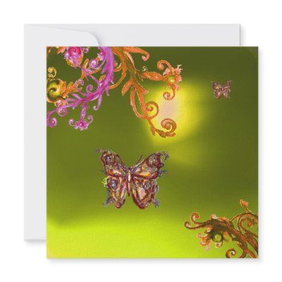 BUTTERFLY TOPAZ YELLOW, bright pink orange brown by bulgan_lumini