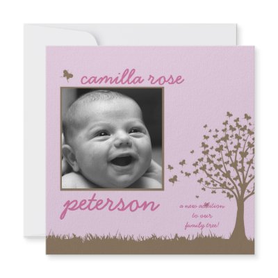 butterfly tree girl birth announcement by secret_corner