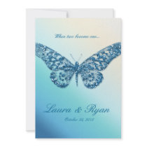 Butterfly Wedding Invite Sparkle Blue