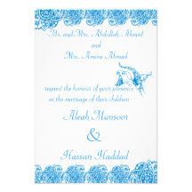 Butterfly with Flower(Henna)(Blue) Custom Invitation