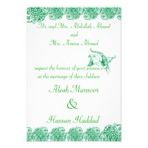Butterfly with Flower(Henna)(Green) Custom Invitations