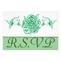 Butterfly with Flower(Henna)(Green) Invite