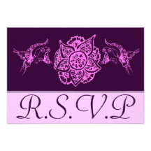 Butterfly with Flower(Henna)(Pink) Personalized Invitation