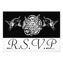 Butterfly with Flower(Henna)(White) Custom Invites