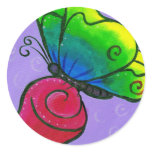 Butterfly with Rose Round Stickers
