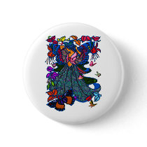 Butterfly Woman in Paisley Circled by Butterflies Pinback Buttons