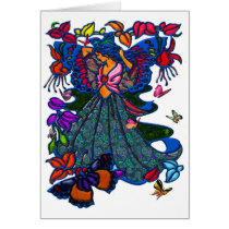 Butterfly Woman in Paisley Circled by Butterflies Greeting Card