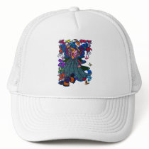 Butterfly Woman in Paisley Circled by Butterflies Mesh Hat