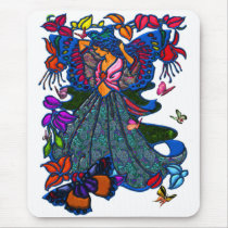 Butterfly Woman in Paisley Circled by Butterflies Mouse Pads