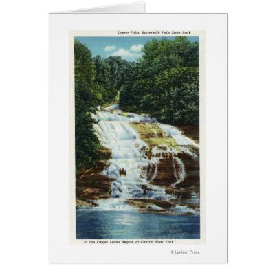 Buttermilk Farms State Park Lower Falls View Greeting Cards by LanternPress