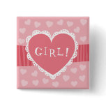 Button: Baby girl heart with lace