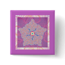 Button Badge - Purple Star Fractal Pattern