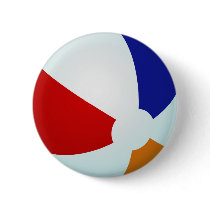 Button Beach Ball Summer Fun Red White Blue Orange
