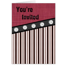 Button Down Red White and Black Pinstripe Invite Card