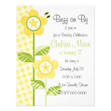 Button Flowers and Gingham Announcement