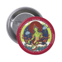 BUTTON Green Tara - with mantra