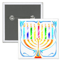 Button: Hanukkah Menorah - Chanukah Menorah