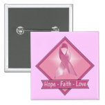 Button - Hope Faith Love Breast Cancer