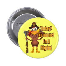 Button - Thanksgiving Turkey Pilgrim