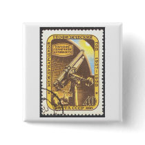 Button - USSR 1957 Astronomy Stamp Art