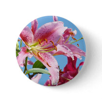 Buttons custom Pink Lily Flowers Floral nature