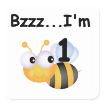 Buzz Bumblebee 1st Birthday T-shirts and Gifts Square Stickers