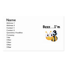 Buzz Bumblebee 3rd Birthday T-shirts and Gifts Business Card Templates