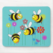 Buzzed Bees in Flowers Mouse Pads