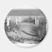 BW Fort Pierce, Florida beach walk dune roped off Fridge Magnets