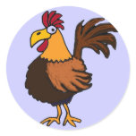 BW- Funny Rooster Cartoon Stickers