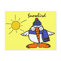 BW- Funny Snowbird Postcard