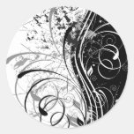 BW grunge Round Stickers