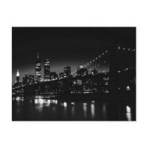 BW New York City at Night - New York City Skyline Postcard