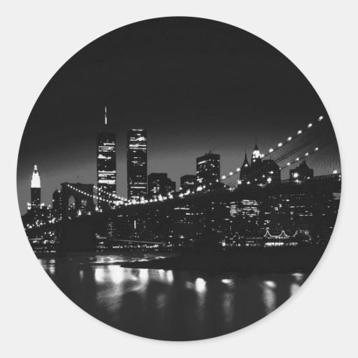 BW New York City at Night Sticker