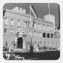 BW Principality of Monaco & princely palace 1970 Square Stickers