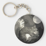 BW Squirrel & Moon Keychains