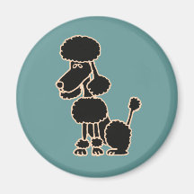 BY- Awesome Black Poodle Sitting Cartoon Magnet