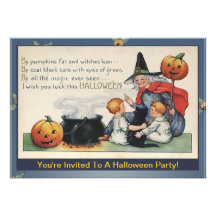By Pumpkin Fat Vintage Halloween Poem Invitations
