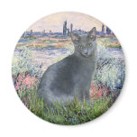By The Seine- Russian Blue cat 2 Refrigerator Magnet