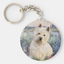 By the Seine - Westie 1 Key Chains