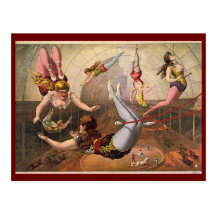 c1890 Female acrobats on trapezes at circus Postcards