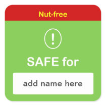 c4 - SAFE FOOD LABEL with Custom Name ~ NUT-FREE.