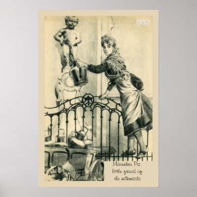 c 1900 Humourous Manneken Pis drawing by aapshop