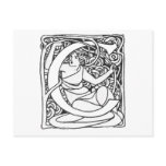 C-Art Nouveau Lady Intitial Postcard
