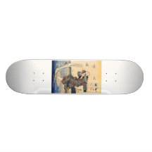 C. de peinture japonais 1800's planches à roulettes customisées