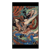 C. de peinture japonais samouraï 1800's modèles de cartes de visite